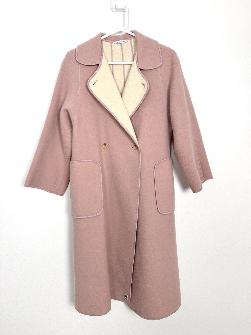 Wetherall Coat Womens 10 Pink Reversible Pure Wool 3/4 Sleeve Made In England